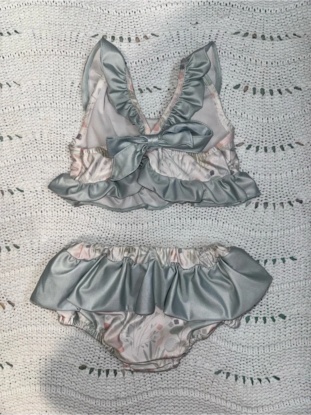 Girls Ruffled Two-Piece Swim Set in Floral